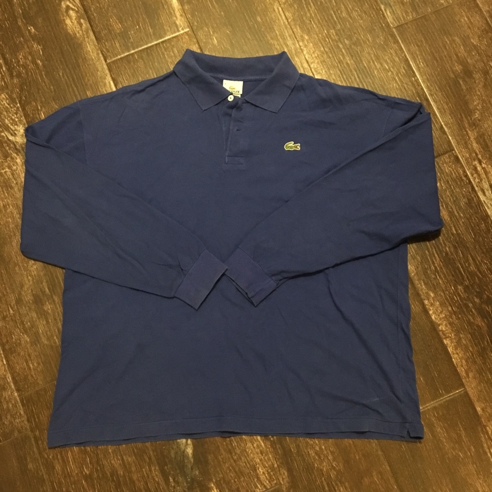Lacoste Blue Long Sleeved Polo Shirt. Sz 9 (XL)